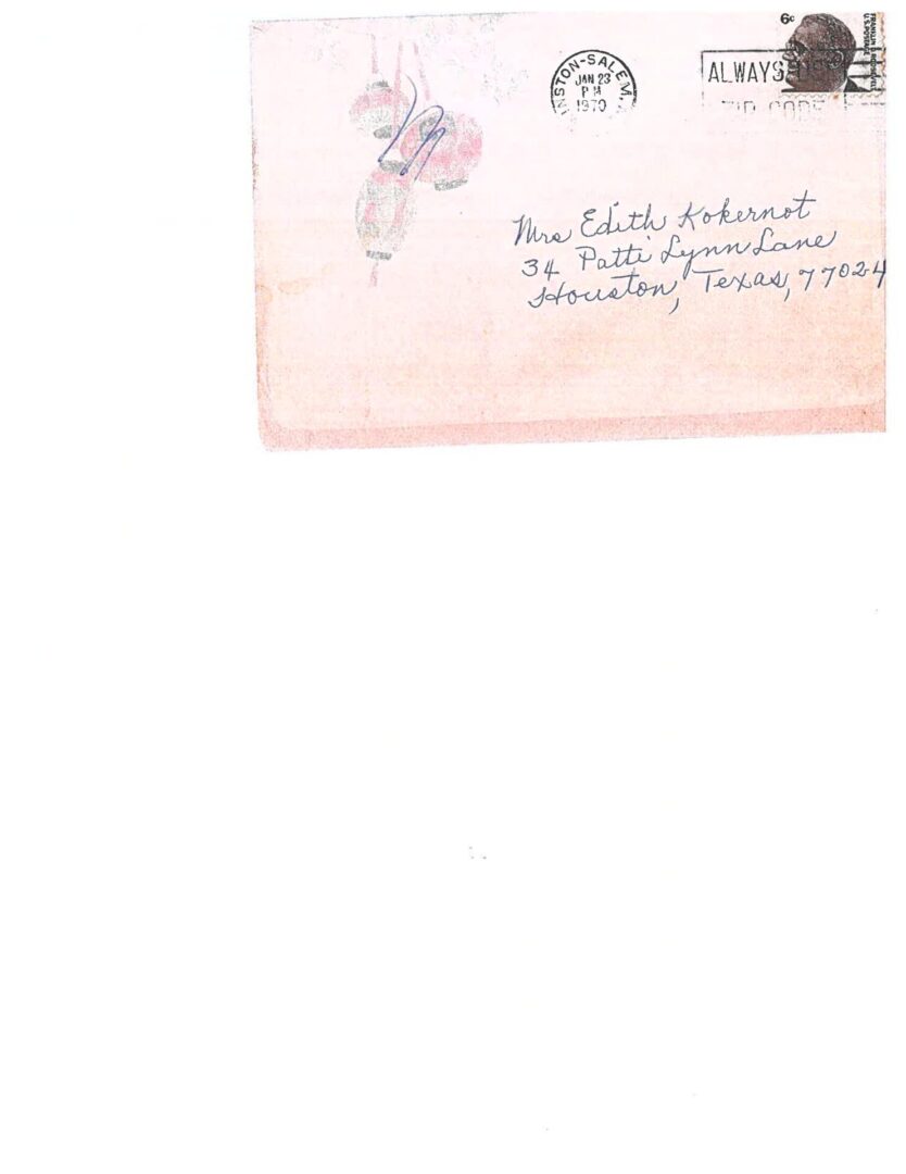 Letter from Madie Xuma to Edith Kokernot (January 20, 1970)