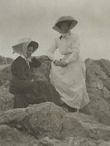 Edith (left) and friend on mountain top

