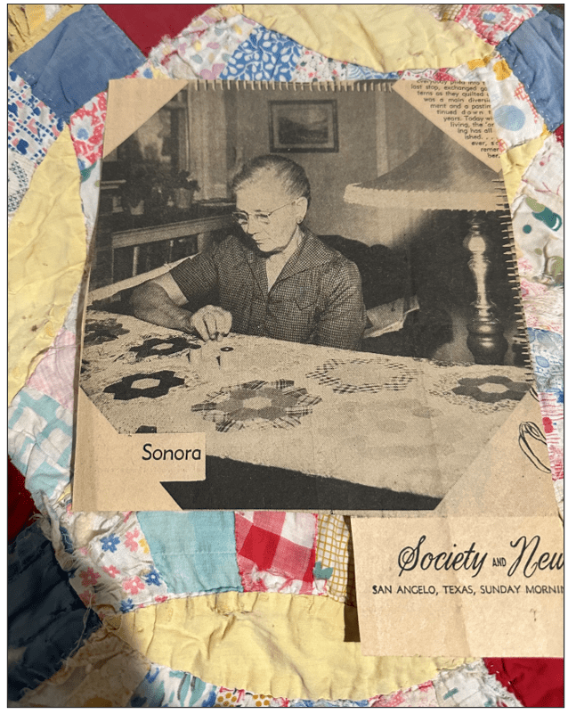 Screenshot 2025-04-04 182417 Photograph of Edith Stella Babcock quilting
From Aunt Dinah’s Quiltin’ Party… (San Angelo Standard Times - 1955)