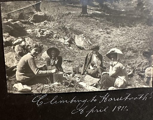 Climbing to Horsetooth Mountain, April 1911 (Edith on right)
