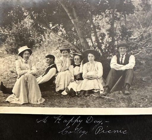 ‘A Happy Day – College Picnic’ Edith is third from left.
