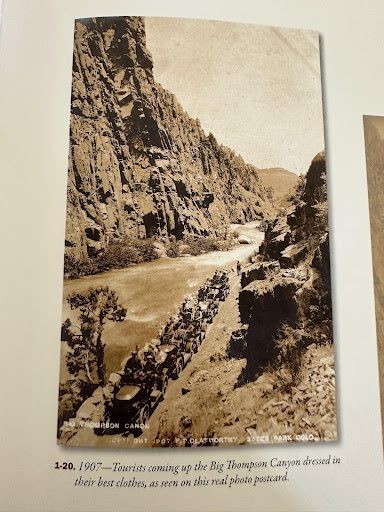 postcard Tourists coming up the Big Thompson Canyon as seen on this 1907 postcard.